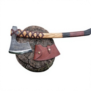 Hache viking en acier au carbone, forgée à la main, manche en bois, hache de camping et de chasse en plein air - Product Image 1