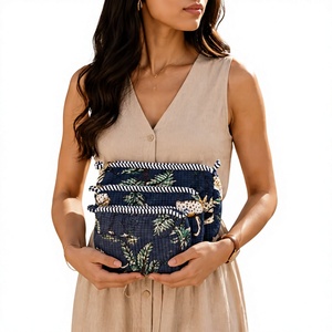 Juego de 3 Bolsas Acolchadas de Lujo Personalizadas, Bolsa de Aseo de Algodón Jaipur con Estampado de Bloques, Organizador de Maquillaje, Estuche de Cosméticos, Kit de Viaje para Mujer - Product Image 1