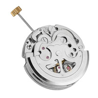 Reloj de Pulsera Automático de Movimiento Mecánico, Caja de Acero Inoxidable Plateada y Dorada, de Cuerda Manual, Clásico para Negocios y Vestir