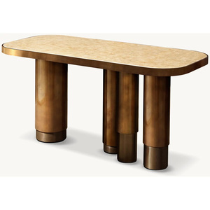 <span class=keywords><strong>Bureau</strong></span> <span class=keywords><strong>américain</strong></span> en laiton avec plateau en marbre, idéal pour les salles d'étude et les bureaux - Product Image 4