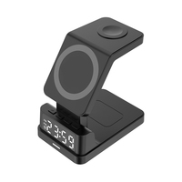 Universele 5-in-1 magnetische oplaadstandaard met digitale wekker en 15W draadloos opladen voor smartphones en horloges