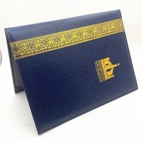 Couverture de certificat en cuir PU A4 avec logo personnalisé en similicuir bleu marine dossier de diplôme d'études graduées pour cadeau