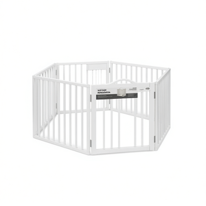 Set di 2 recinti ottagonali bianchi per animali domestici in legno di pioppo, cancelletto per cani da interno dal design moderno con chiusura a pressione, 63 pollici x 23,6 pollici - Product Image 1