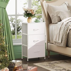 Gabinete de Almacenamiento SENYU Blanco de 3 Cajones con Ruedas, Diseño Minimalista para Dormitorio, Estructura Metálica, Panel MDF, Mueble Modular - Product Image 4