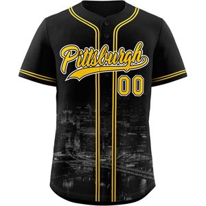 Chemise de sport personnalisable Nom et numéro personnalisés City Night Skyline Jersey Hommes Femmes Youth Baseball Clothing - Product Image 1
