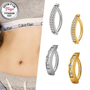 Piercing de nombril en titane hypoallergénique 14G avec étoile en zircon, bijoux en gros - Product Image 2