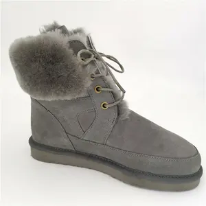 HQB-WS015 commercio all'ingrosso di inverno stivali da neve di qualità premium personalizzato stivali inverno genuino double face pelle di pecora stivali per le donne