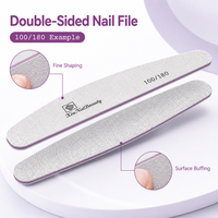 Lime à ongles jetable double face avec manche en plastique, motif droit, émeri léger, durable, coupe précise, grain 180, pour soins de beauté