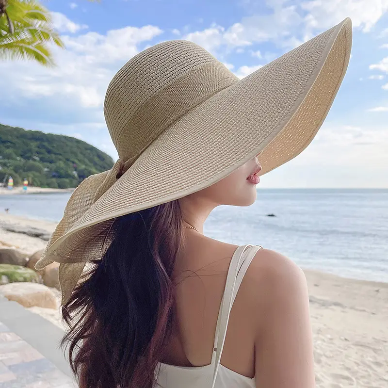 Chapeau d'été pour femmes Beach Sun Straw UV UPF50 Travel large Brim floppy Hat