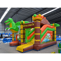 Maison de rebond de haute qualité parc de dinosaures château plein d'entrain château gonflable videur toboggan Combo Commercial gonflable château toboggan