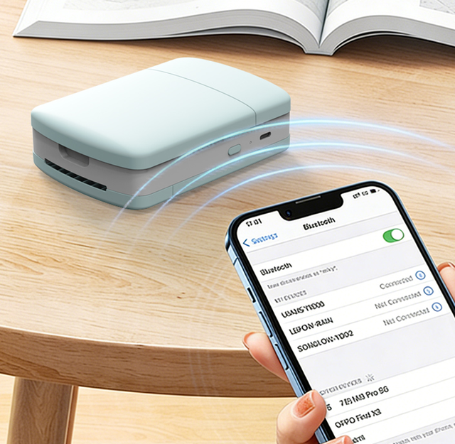 FI202 Pocket Mini Inkjet Printer, 2 Inch Printing Width 600DPI Design with BT USB for Mobile Use