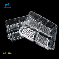 Plateau alimentaire carré en plastique PET TIANCHOU à 4 compartiments, transparent, recyclable, personnalisé en usine, pour gâteaux de lune au chocolat et desserts
