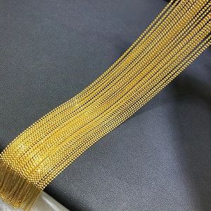 Xinfly - Cadena de Bolas Facetadas de Oro Amarillo Sólido de 18 Quilates y 1 mm para Hombre, Collar Personalizado de Estilo Hip Hop para Bodas y Regalos - Product Image 2