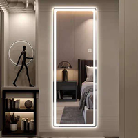 K5021 Miroir LED moderne sur pied, rectangle, dressing, écran tactile illuminé pour hôtels