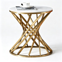 Table d'appoint ronde de luxe torsadée et entrelacée, table d'appoint moderne pour canapé d'angle, idéale pour villa, salon, intérieur, balcon, maison