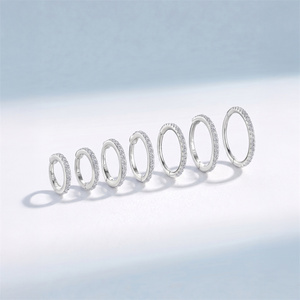 Pendientes de Aro en Forma de C con una Sola Piedra de Moissanita, Plata de Ley S925 Hipoalergénica, Perforación de Cartílago, 6/7/8/9/10/11/12 mm - Product Image 4