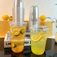 Gobelets en plastique PET/PP jetables personnalisés avec impression, forme U, 300 ml/360 ml, pour thé glacé au citron, avec couvercles dôme, pour mariage