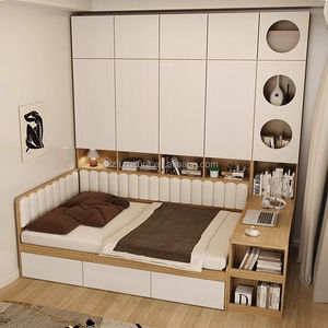 Factory Direct Custom Budget-Friendly Studio Apartment Furniture <b>Sets</b> Multifunctional Wooden Bed With Storage Wardrobe & <b>Desk</b> - Product Image 4