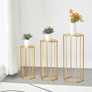 Neuankömmling Hexagon Metal Plant Stand Weiß Nesting Display Tisch High Rack Blumen halter Ecke Pflanzer Pot Rack