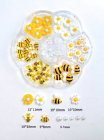 Nouvelle Arrivée Breloques Abeille en Résine Personnalisées à Marque Privée Strass Chrysanthème Accessoires pour Ongles à Presser Décoration Manucure