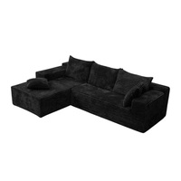 Canapé sectionnel inclinable en velours côtelé avec chaise longue, canapé en L sans structure pour villa et usage scolaire