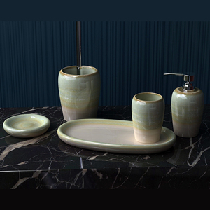 Nhà vệ sinh sản phẩm Matte men khách sạn trang trí OEM tùy chỉnh Bath Set gốm phòng tắm Set cho phòng tắm - Product Image 1