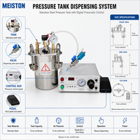 Système de distribution industriel pour réservoir sous pression, en acier inoxydable, avec valve à aiguille pneumatique, moteur à roulement et commande manuelle pour époxy