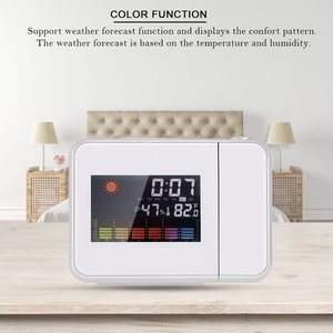 <span class=keywords><strong>Station</strong></span> <span class=keywords><strong>météo</strong></span> numérique <span class=keywords><strong>avec</strong></span> rétroéclairage LCD, <span class=keywords><strong>projection</strong></span> de l'<span class=keywords><strong>heure</strong></span>, horloge de bureau <span class=keywords><strong>avec</strong></span> alarme, température et humidité pour la maison, le bureau, la chambre, OEM - Product Image 5