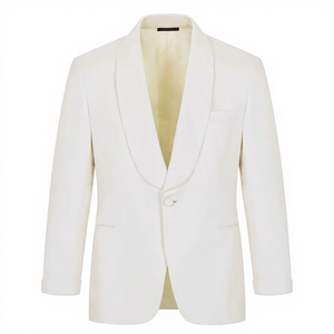 Chaqueta y Traje de Hombre de Lujo, Corte Entallado, Cierre de un Botón, Color Blanco Marfil, Lana/Seda <span class=keywords><strong>Virgilio</strong></span> - Product Image 1