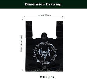 ถุงใส่เสื้อยืดสีดำ Huamaohengchun100PCS ถุงพลาสติกสำหรับร้านอาหาร ขนาด 8.7 x 4.1 x 11.6 นิ้ว - Product Image 3