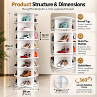 Meuble de rangement rotatif en plastique pour chaussures, sur pied, multi-niveaux, à 360 degrés, pour entrée de maison, style moderne et minimaliste