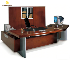 Scrivania Direzionale Personalizzata, Classica Scrivania da Ufficio a <span class=keywords><strong>L</strong></span> in Legno con Scrivania Laterale - Product Image 3
