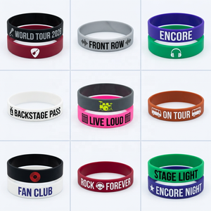 Bracelet en caoutchouc personnalisé avec logo de groupe, articles promotionnels pour fans de tournée de concert, écologique, <span class=keywords><strong>vente</strong></span> en gros de 1000 pièces pour festivals de musique et <span class=keywords><strong>vente</strong></span> au détail - Product Image 1