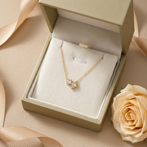 <b>Top</b> Quality 18K Solid Yellow <b>Gold</b> Double <b>Rose</b>‑Cut Diamond Necklace Flower Bud Prong Setting Fine Jewellery For Women Daily Wear - Product Image 4