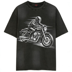 <span class=keywords><strong>T</strong></span>-<span class=keywords><strong>Shirt</strong></span> da <span class=keywords><strong>Motociclista</strong></span> per Uomo e Donna, Oversize in Cotone Nero, Moda Urbana Trendy con Maniche Corte - Product Image 1