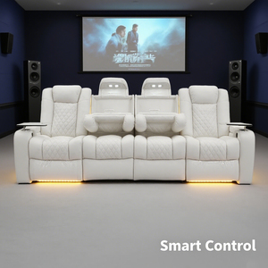Juego de Sofás Funcionales Inteligentes para Cine en Casa, Color Blanco Puro, Estructura de Madera, para Sala de Estar, Uso en Hoteles, Sillón <span class=keywords><strong>El</strong></span>éctrico VIP para Cine - Product Image 2