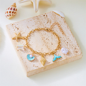 Pulsera de <span class=keywords><strong>Playa</strong></span> con Conchas y Estrellas de Mar, Tendencia Europea y Americana 2026, Natural, Moderna y Versátil - Product Image 1