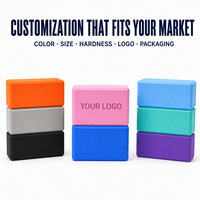 Blocs de mousse de yoga OEM avec logo, fabriqués en EVA, avec couleurs personnalisées et options d'emballage en pack simple ou double