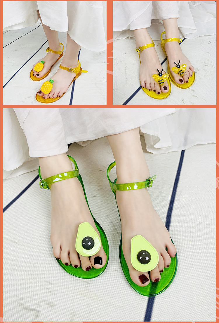 Custom Fruit Sandals Women's Non-slip Soft Bottomed Jelly Sandals Pineapple Beach Shoes