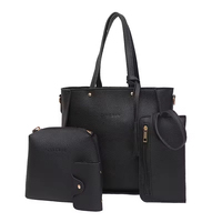 Ensemble de 4 sacs à main tendance en similicuir PU motif litchi, sac bandoulière messager, sac à main pour femme, sac carré simple en nylon – Meilleures ventes