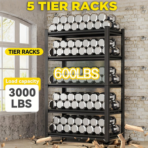 <span class=keywords><strong>Étagère</strong></span> de rangement industrielle murale réglable à 5 niveaux en acier sans boulons, avec revêtement en poudre durable, pour garage - Product Image 5