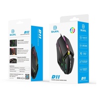 Ratón para Juegos BAJEAL D11 con Sensor Óptico, Cableado, 4 Botones, Retroiluminación RGB, USB 2.0, Ergonómico para Diestros, 115g, Garantía de 12 Meses, en Stock