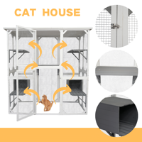 XPT069 Cage pour animaux de compagnie en bois gris moderne Maison pour chat de taille moyenne pour produit pour chat intérieur et extérieur