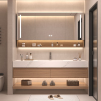 Meuble de rangement suspendu à tiroirs avec évier en céramique, ensemble de meubles de salle de bain, modèle très vendu