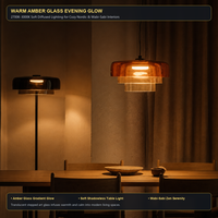 Lampe suspendue moderne à abat-jour en dôme à plusieurs niveaux avec finition plaquée pour îlot de cuisine, salle à manger, salon, décoration d'espace de vie