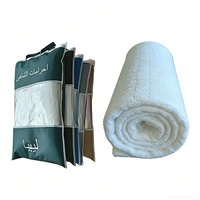 Fournisseur d'usine, tissu d'Ihram en polyester pour hommes, pèlerinage, séchage rapide, écologique, serviette à carreaux douce, logo Umrah, haute qualité