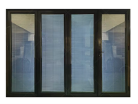 NFRC impact d'ouragan coulissant accordéon pliant double vitrage stores magnétiques verre aluminium rupture thermique portes patio bi-fold