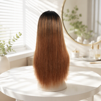 Perruque en cheveux humains brésiliens Remy longs et raides, avec frange latérale, densité 200%, modèle RGH-8523, vente en gros d'usine