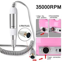 Pièce à main de rechange pour ponceuse à ongles électrique 35000 tr/min, 5 broches, type stylo, pour pédicure et manucure, accessoire d'outillage de beauté