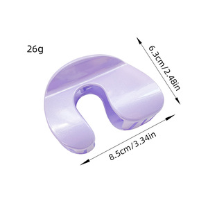 Nouvelles pinces à cheveux en plastique haut de gamme, semi-circulaires, couleur unie rose vif, pour filles et femmes - Product Image 3